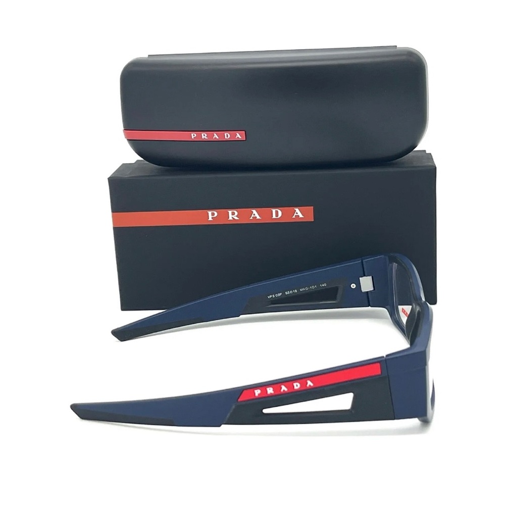 Prada Sport  PS 03PV MAG1O1 Matte Blue Black  / Demo Lens 55mm Eyeglasses - Picture 4 of 4